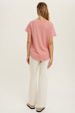 Ginger Waffle Knit Striped Tee - Lilac&Lemon