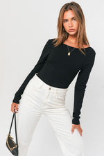 Mariah Black Open Back Bodysuit - Lilac&Lemon