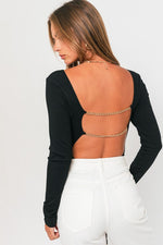 Mariah Black Open Back Bodysuit - Lilac&Lemon