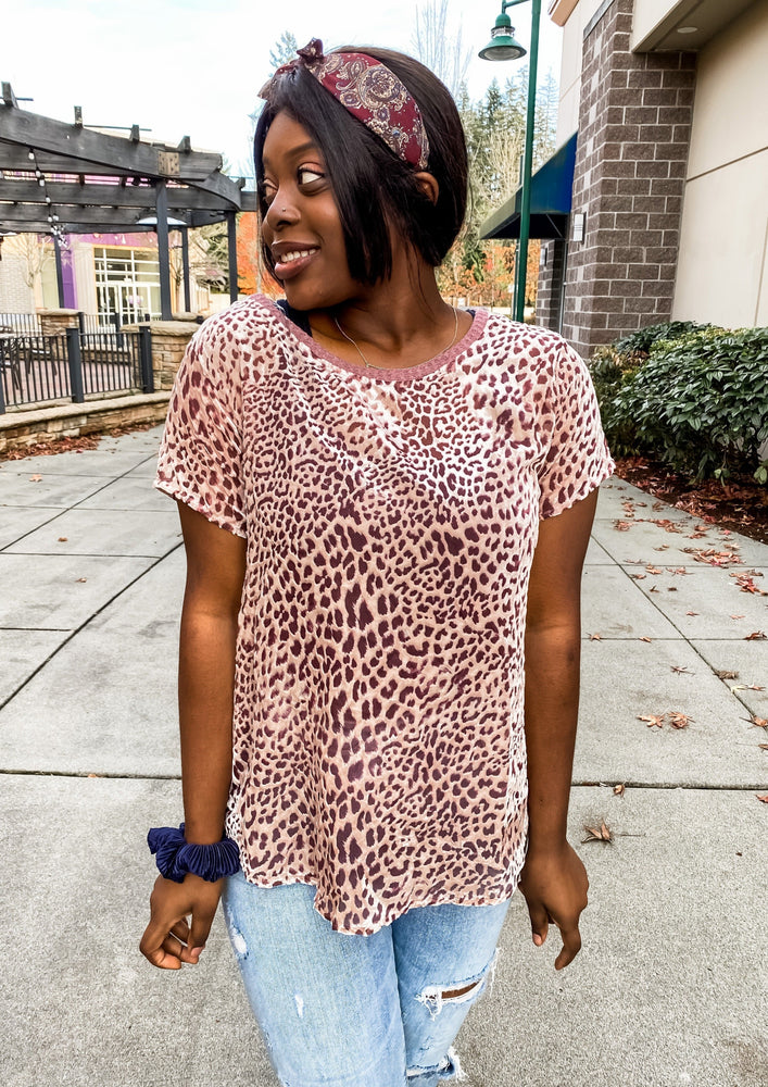 Mauve Burnout Leopard Print Top