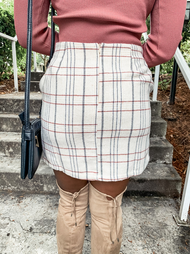 Ivory Plaid Skirt - Lilac&Lemon