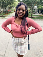 Ivory Plaid Skirt - Lilac&Lemon