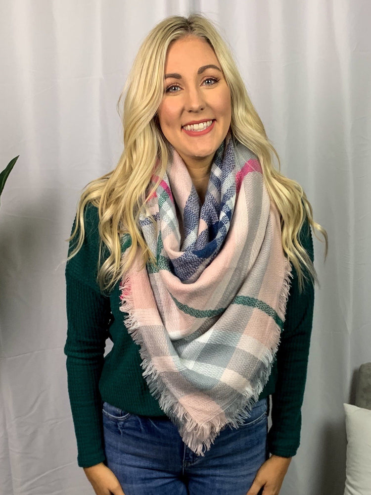 Pink & Green Blanket Scarf - Lilac&Lemon