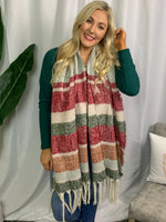 Olive Colorblock Tassel Scarf