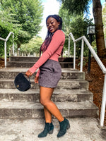Grey Leopard Print Mini Skirt - Lilac&Lemon