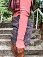 Grey Leopard Print Mini Skirt - Lilac&Lemon