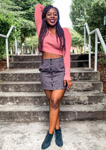 Grey Leopard Print Mini Skirt