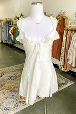 June Eyelet Mini Dress Off White - Lilac&Lemon
