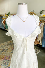 June Eyelet Mini Dress Off White - Lilac&Lemon