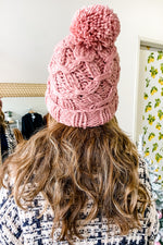 Pom Pom Knit Beanie Pink - Lilac&Lemon