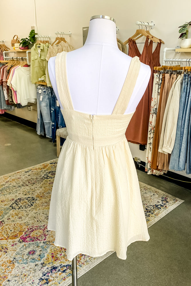 Alma Deep V Mini Dress Cream - Lilac&Lemon