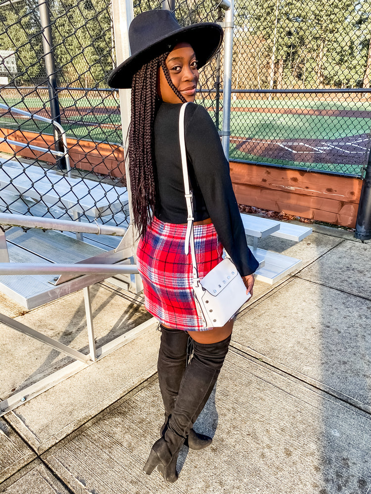 Red Plaid Mini Skirt - Lilac&Lemon
