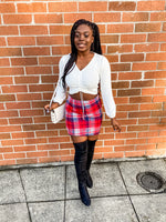 Red Plaid Mini Skirt - Lilac&Lemon
