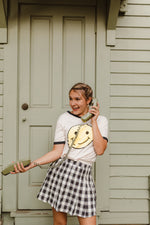 Emery Plaid Skirt Navy - Lilac&Lemon