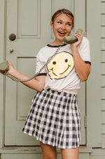 Emery Plaid Skirt Navy - Lilac&Lemon