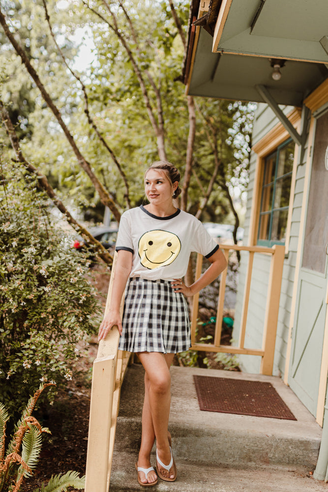 Emery Plaid Skirt Navy - Lilac&Lemon