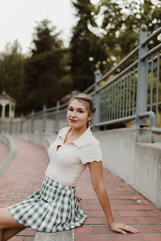 Emery Plaid Skirt Hunter Green - Lilac&Lemon