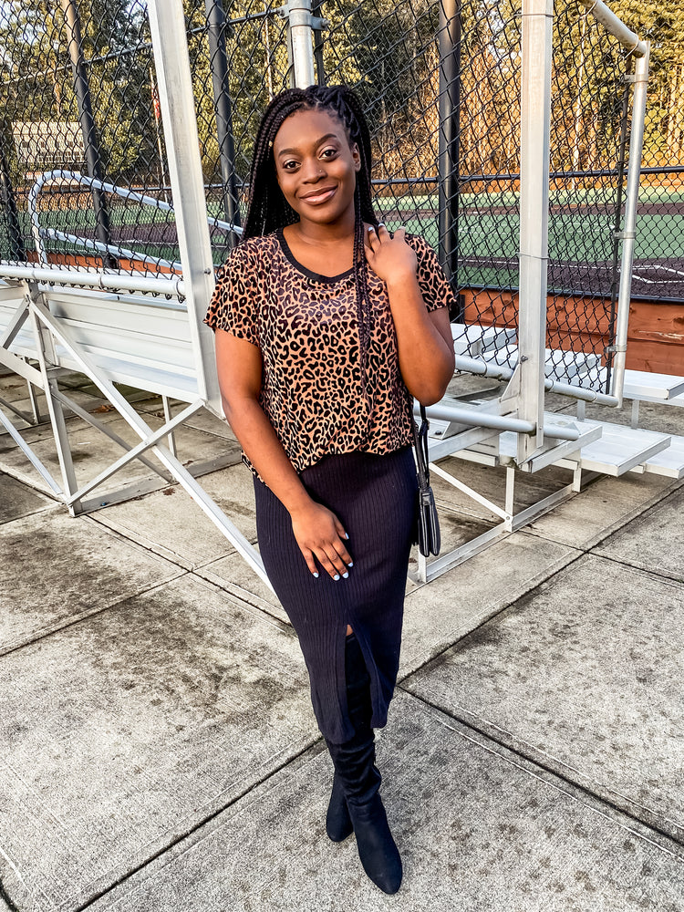 Mocha Burnout Leopard Print Top - Lilac&Lemon