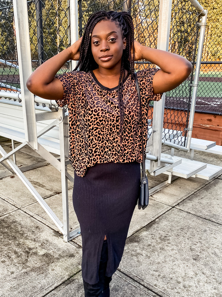 Mocha Burnout Leopard Print Top - Lilac&Lemon