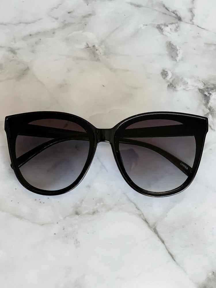 Black Gradient Lens Cat Eye Sunglasses - Lilac&Lemon