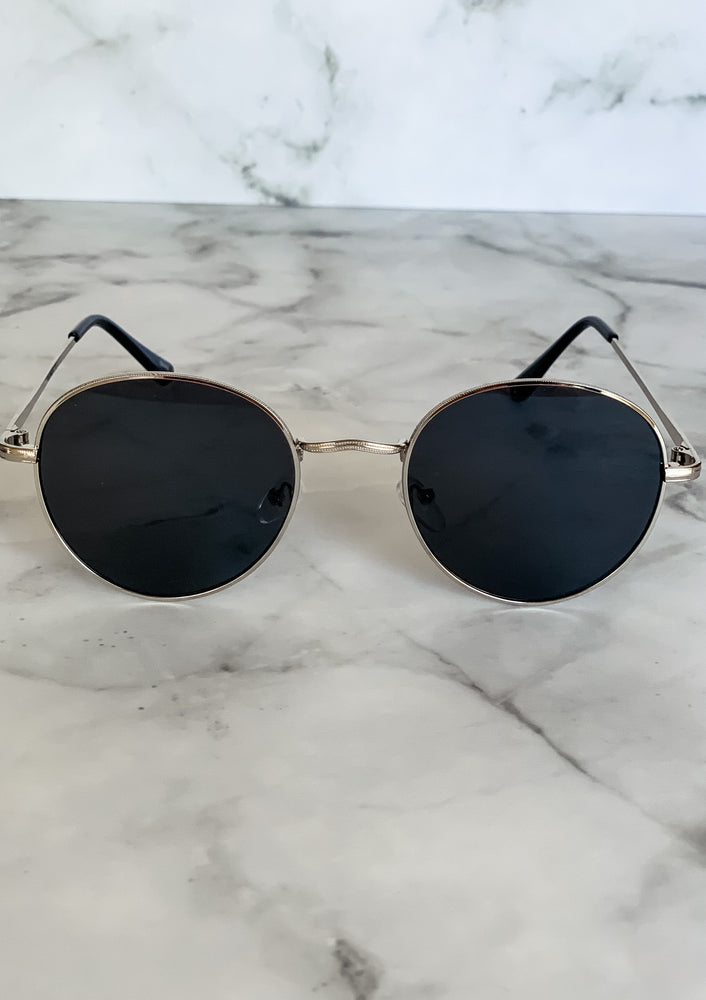Silver Circle Lens Sunglasses - Lilac&Lemon