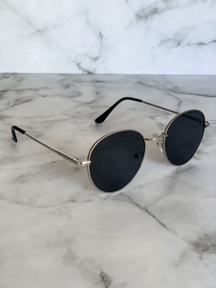 Silver Circle Lens Sunglasses - Lilac&Lemon