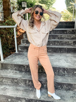Taupe Straight Leg Pant - Lilac&Lemon