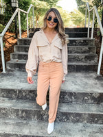 Taupe Straight Leg Pant - Lilac&Lemon