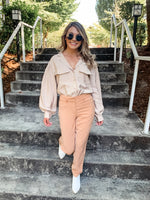 Taupe Straight Leg Pant - Lilac&Lemon