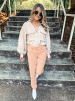 Taupe Straight Leg Pant - Lilac&Lemon