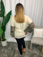 Beige Leopard Print Sleeve Top - Lilac&Lemon
