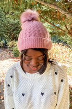Pink Puff Ball Beanie