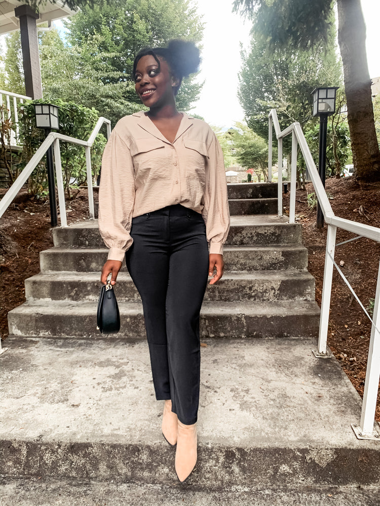 Taupe Straight Leg Pant - Lilac&Lemon