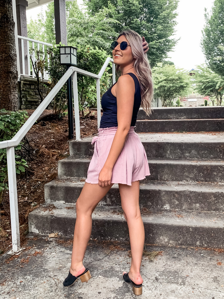 High Waisted Lavender Shorts - Lilac&Lemon