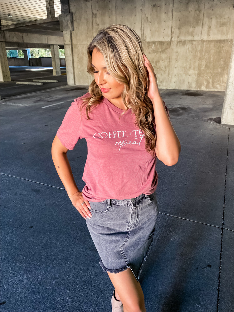 Coffee Teach Repeat Graphic Tee Mauve - Lilac&Lemon