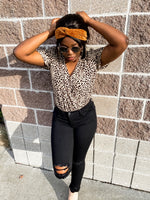 Animal Print Surplice Bodysuit - Lilac&Lemon