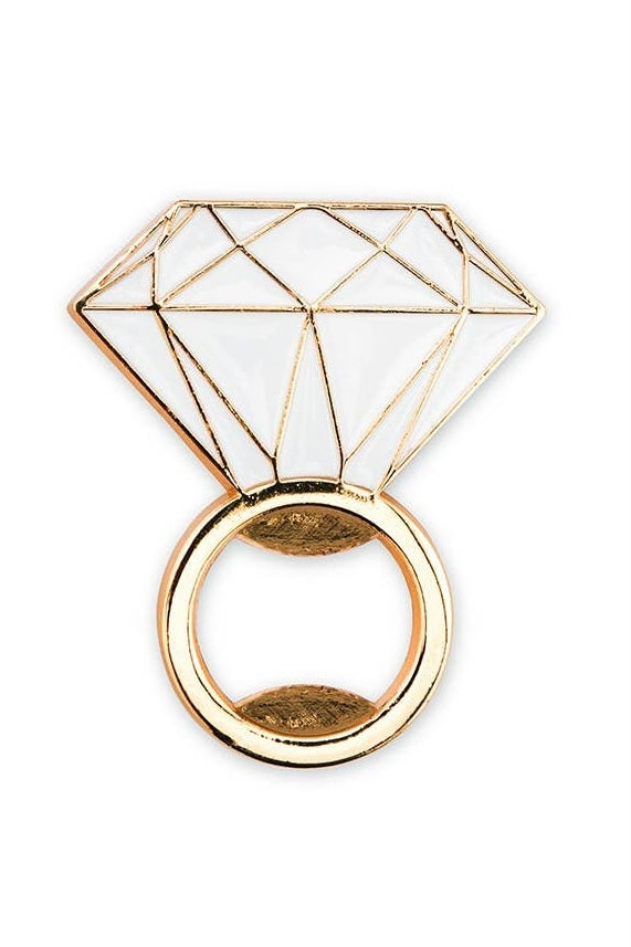 Flat Metal Diamond Ring Bottle Opener - Gold