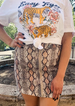 Taupe Snakeskin Print Skirt - Lilac&Lemon