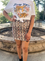 Taupe Snakeskin Print Skirt - Lilac&Lemon
