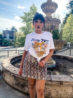 Taupe Snakeskin Print Skirt - Lilac&Lemon