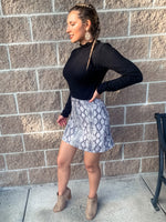Gray Snakeskin Print Skirt - Lilac&Lemon