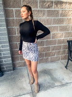 Gray Snakeskin Print Skirt - Lilac&Lemon