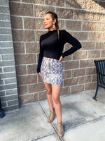 Gray Snakeskin Print Skirt - Lilac&Lemon