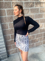 Gray Snakeskin Print Skirt - Lilac&Lemon