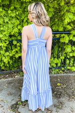 Madelyn Striped Halter Style Maxi Dress - Lilac&Lemon