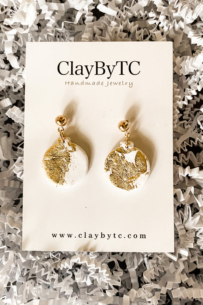 Gold Flaked Ornament Earrings by ClayByTC - Lilac&Lemon