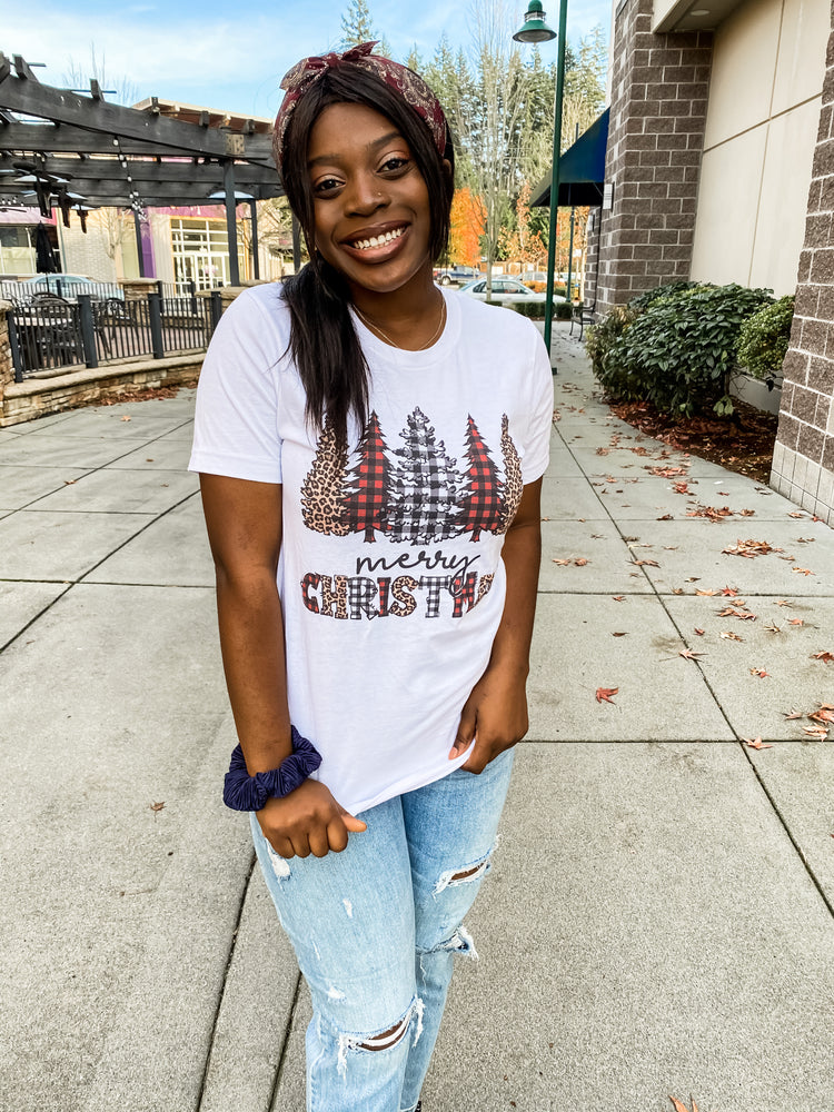 Trendy Christmas Trees Graphic Tee - Lilac&Lemon