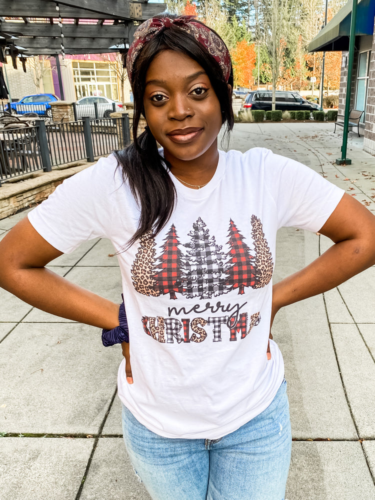 Trendy Christmas Trees Graphic Tee - Lilac&Lemon