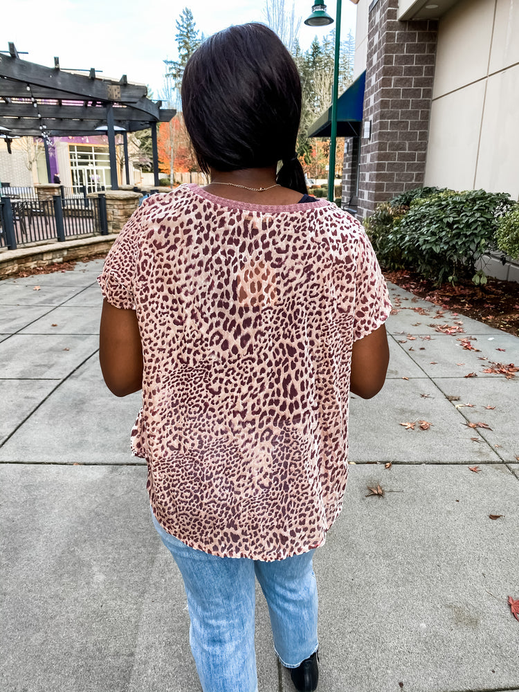 Mauve Burnout Leopard Print Top - Lilac&Lemon