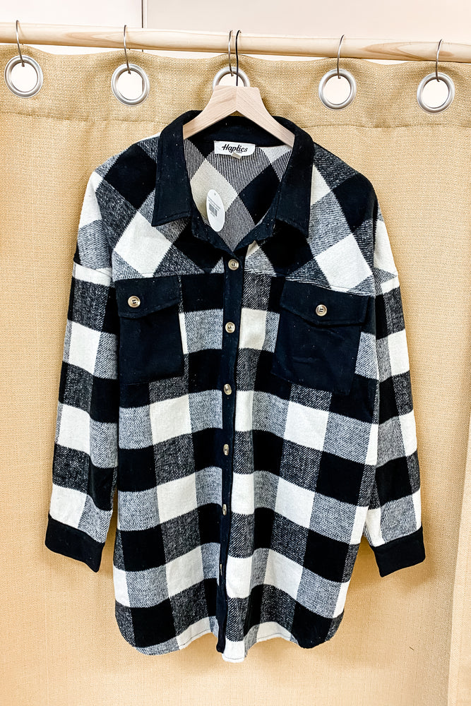 Plus Buffalo Plaid Shacket Black